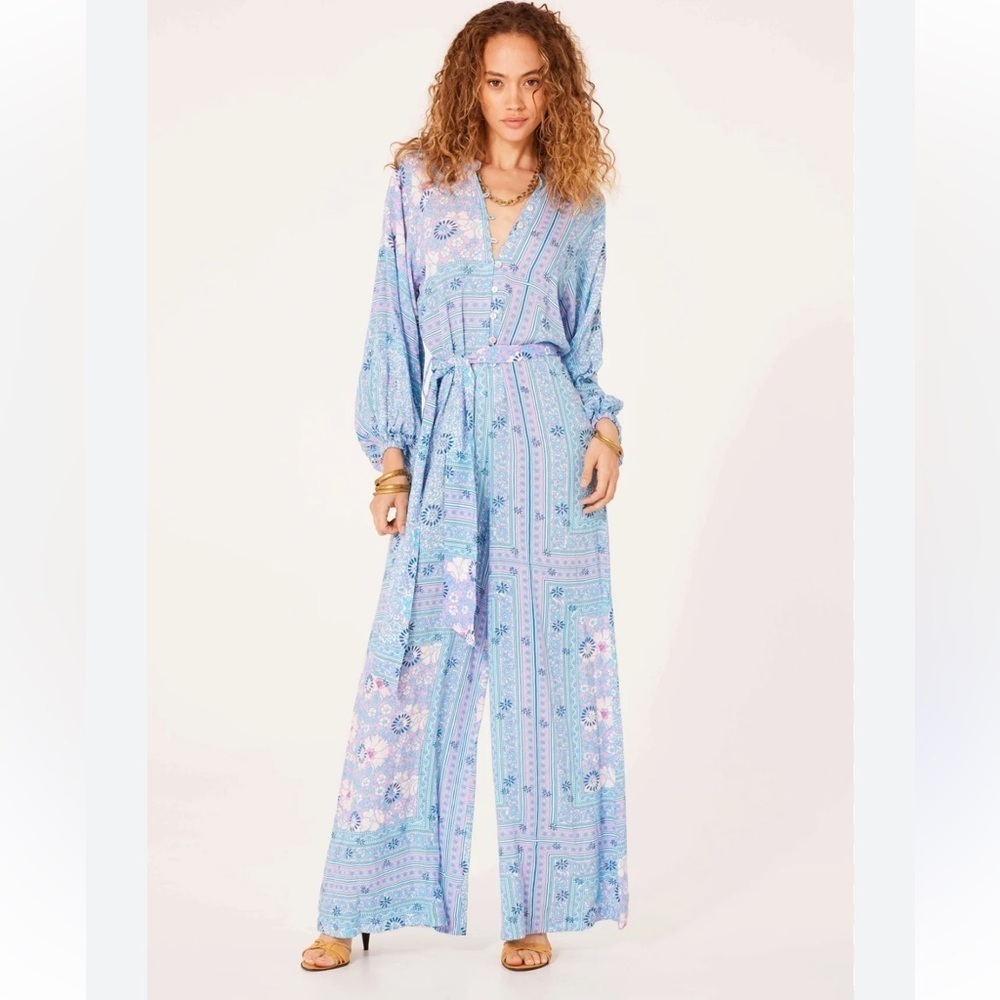 Jen's Pirate Booty NWOT Blue and Purple Hyacinth Wide Leg Jumpsuit